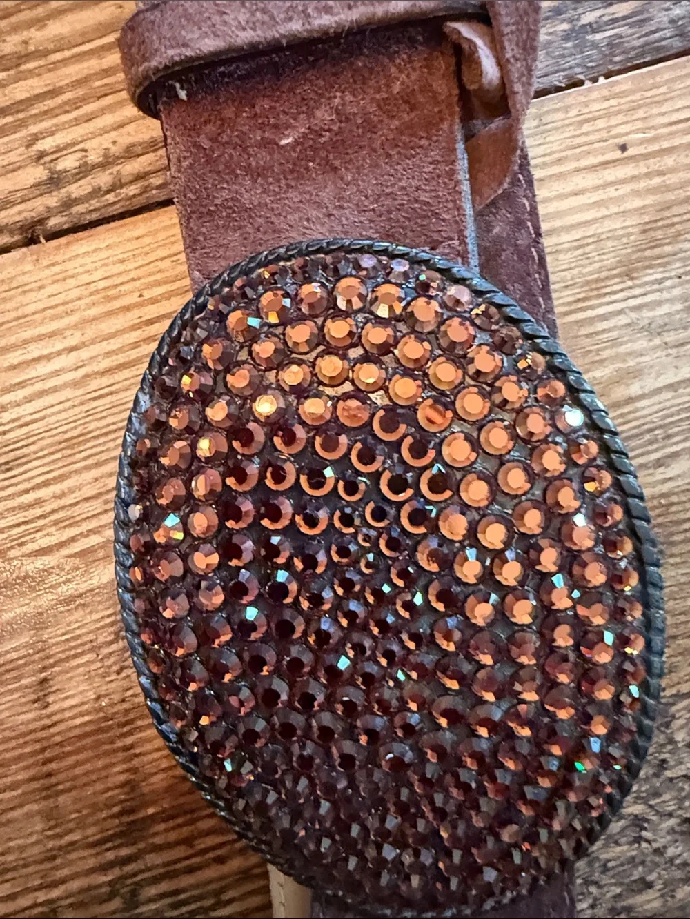 Brown Suede women’s Belt with Decorative Oval Buckle. Fabulous